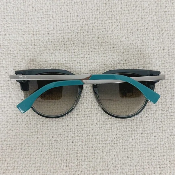 FENDI Teal Gray Cat‎ Eye Metropolis Sunglasses FENDI Teal Gray Cat‎ Eye Metropolis Sunglasses - www  main image 4